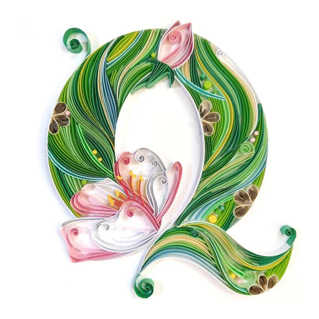 Floral Paper Quilling Monogram Letter Q