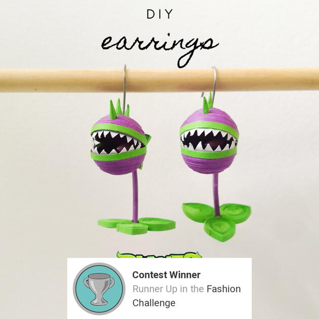 DIY Paper Quilled Earrings | Plants vs Zombies