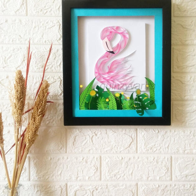 Paper quilled flamingo